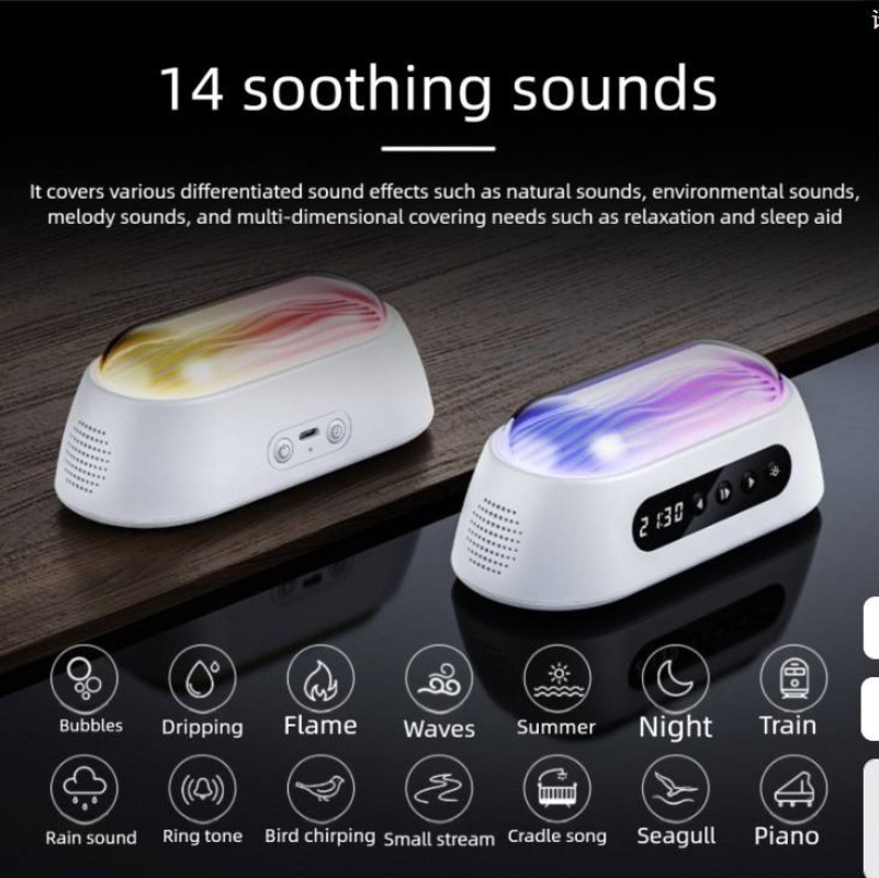 Audio Music Offline - クリエイティブなポータブルRGBナイトライト、ワイヤレスBluetoothスピーカー、電源オフタイマー、スリープサブウーファーサウンドシステム、内蔵ホワイトノイズ