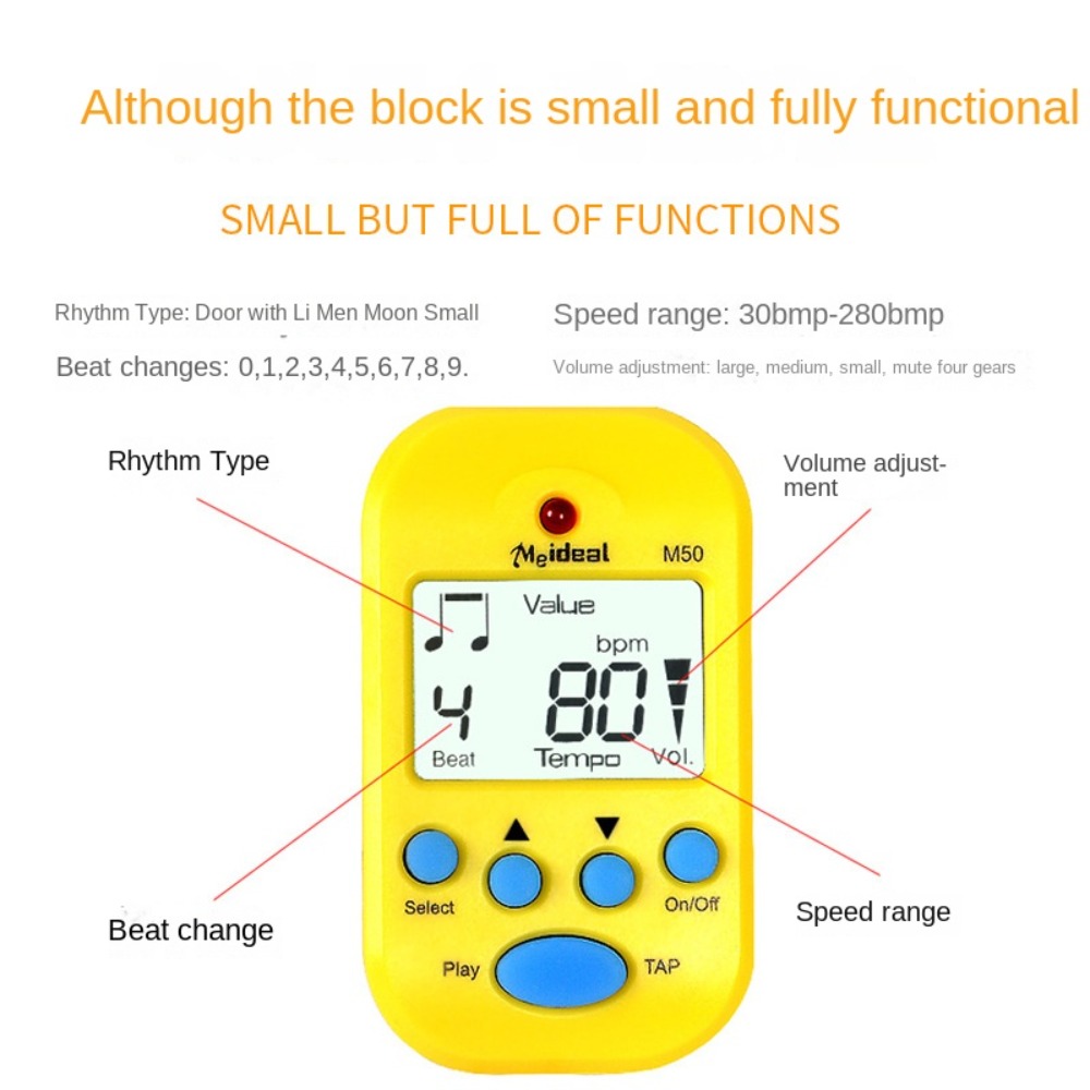 Metronome Digital - LCDミニメトロノームプロフェッショナルイヤホン出力クリップ式ポケットメトロノームプラスチック軽量デジタルビートテンポメトロノームベース