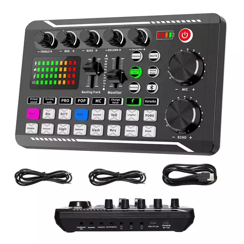 Audio Music Tiktok - F998 ライブサウンドカードオーディオチューナー高音と低音ミキサーボイスチェンジャー Bluetooth オーディオアンプライブ TikTok ストリーミング音楽用