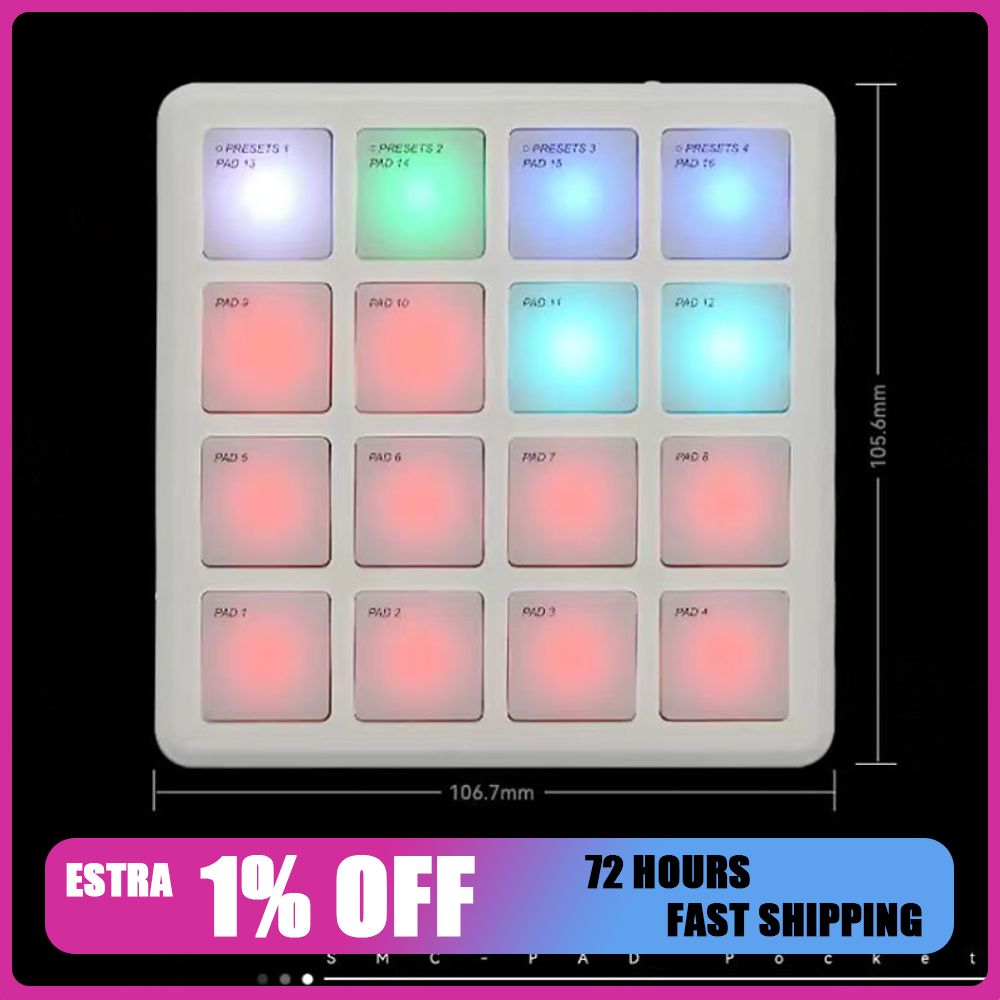 Midi Controller Pad - M-VAVE SMC-PAD POCKET ワイヤレスBluetooth MIDIドラムパッドコントローラー 16ストライクパッド