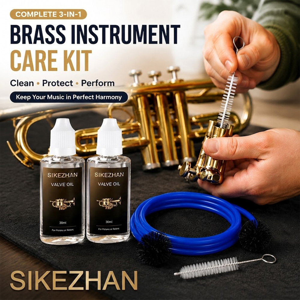 Trumpet Valve Oil - 30ml 金管楽器ケアキット バルブオイル クリーニングブラシセット トランペット、トロンボーン、フレンチホルン用潤滑剤 SIKEZHAN
