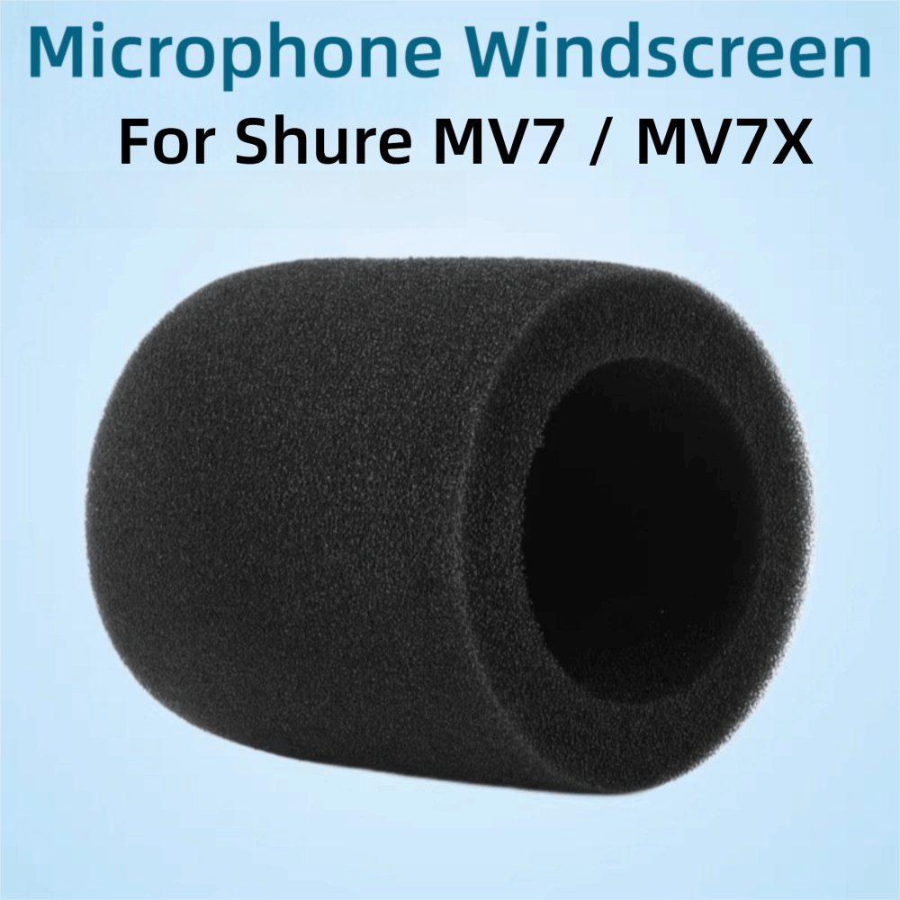 Shure Mic Mv7 - 交換用マイクウィンドスクリーンカバー 植毛スポンジフォーム 防風マイクポップフィルター ノイズリダクションスポンジ Shure MV7