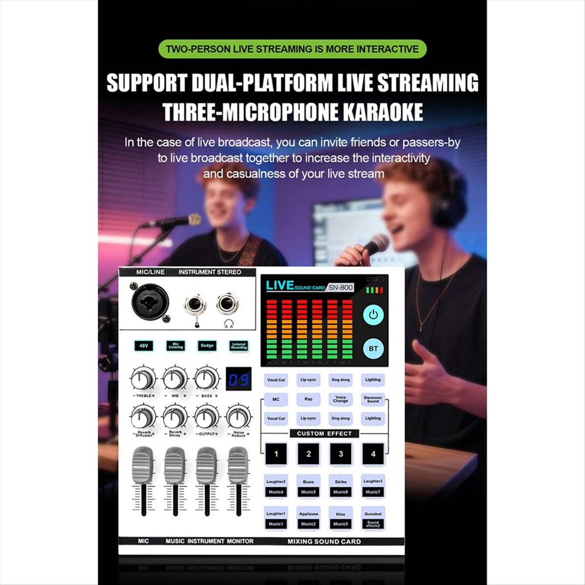 Audio Music Maker - DTC5 SN800 ライブサウンドカード ボイスチェンジャー オーディオミキサー 放送録音