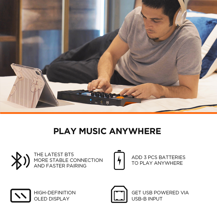 25キー、9つのバックライト付きビートパッド、OLEDディス - Midi Controller Pad のレビューと価格