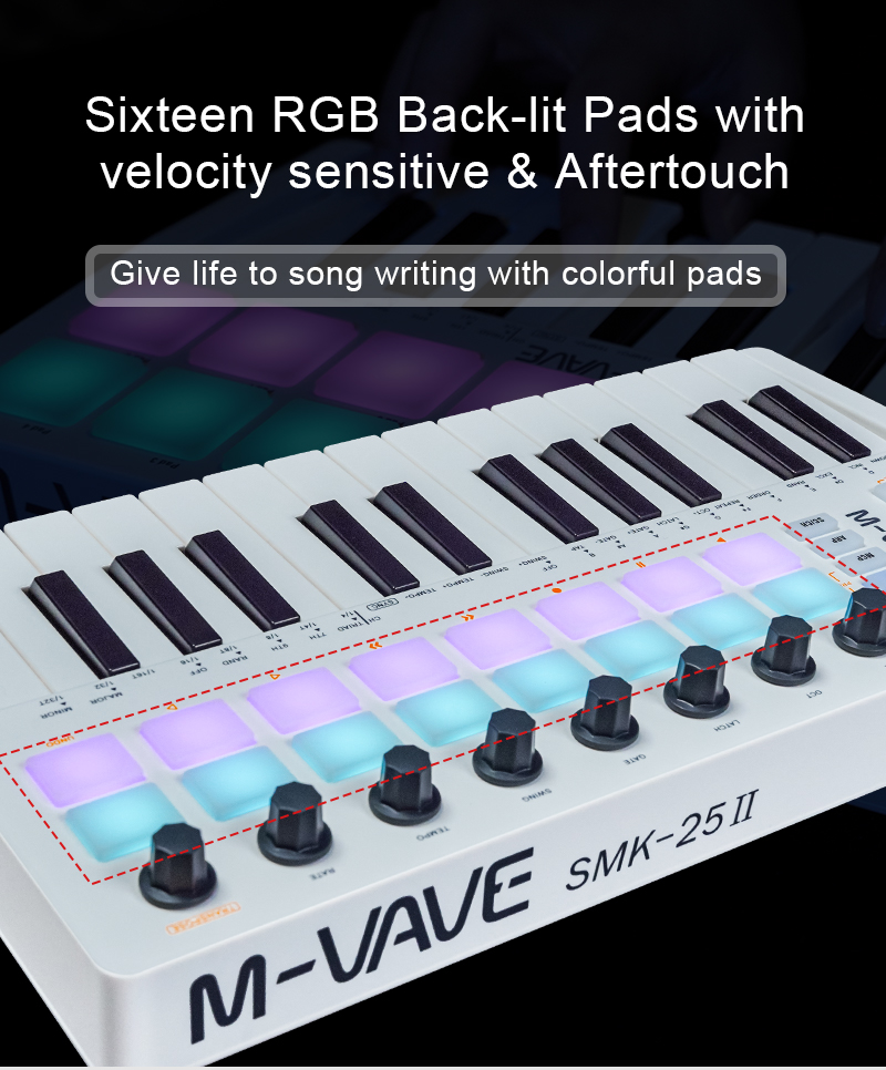 M-VAVE SMK-25 II MIDI パッド コントロ - Midi Controller Pad のレビューと価格