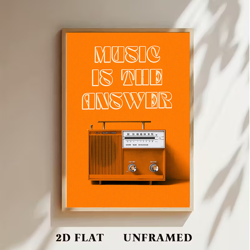 ヴィンテージラジオのウォールアート、フレームレスキャンバス絵 - Audio Music Live のレビューと価格