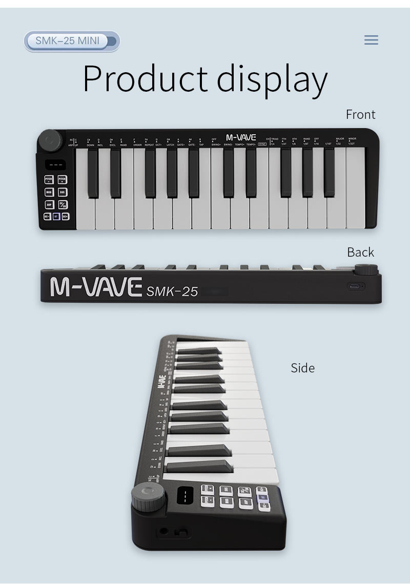 M-VAVE-Mini Teclado MIDI 再記録可能 - Midi Controller Pad のレビューと価格