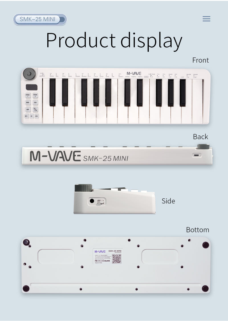 M-VAVE-Mini Teclado MIDI 再記録可能 - Midi Controller Pad のレビューと価格