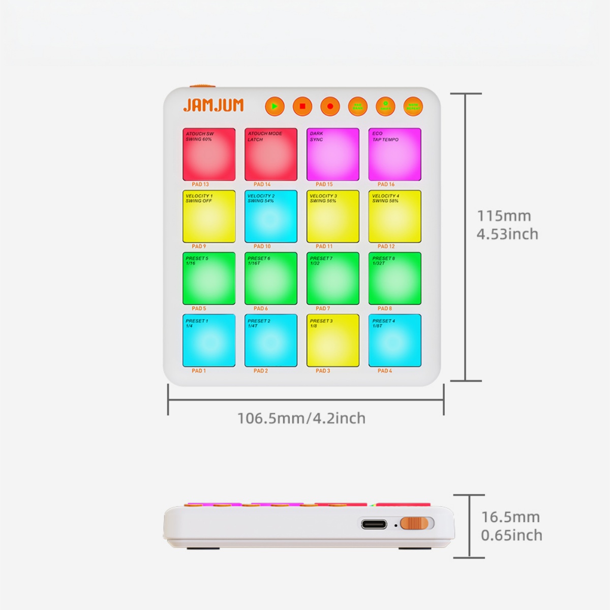 JAMJUM JP-MINI ワイヤレスMIDIパッドコント - Midi Controller Pad のレビューと価格