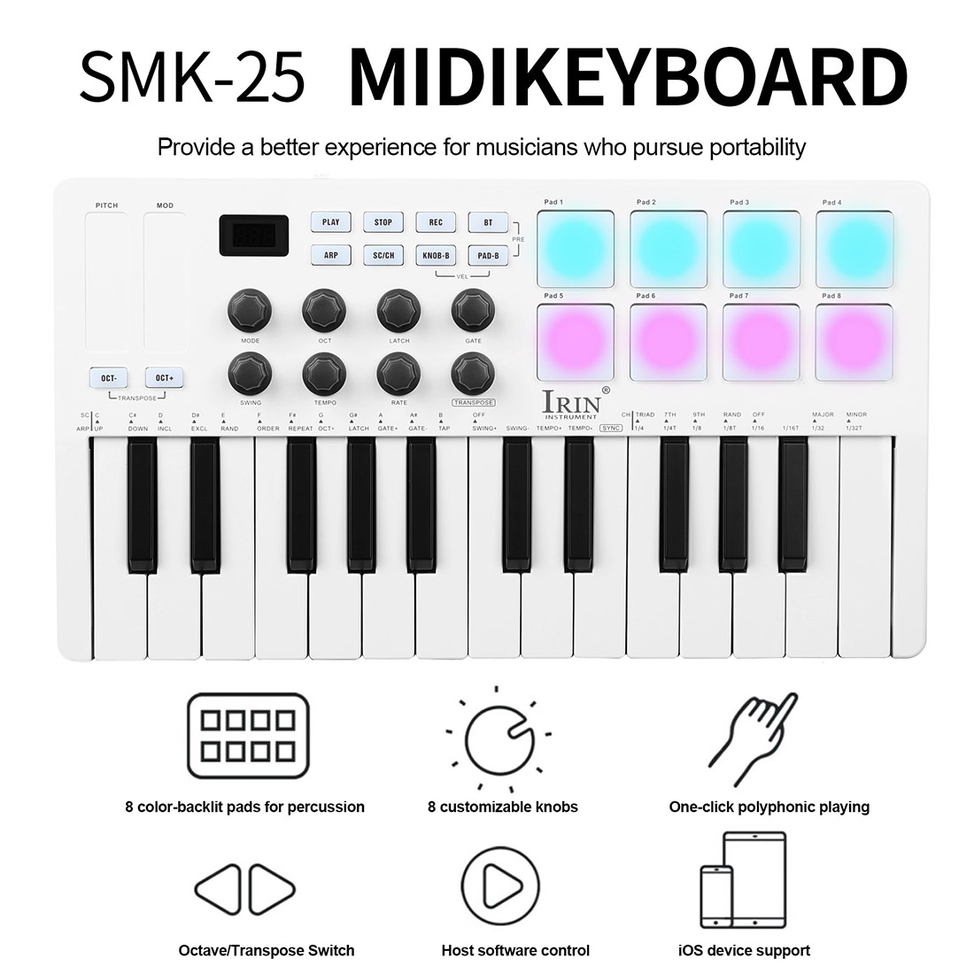 SMK-25 ポータブルキーボード MIDIコントローラー  - Midi Controller Pad のレビューと価格