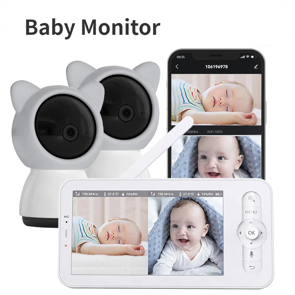 乳母b5用LCD付きHDベビーモニター,双方向会話用のPTZ - Audio Detect Music のレビューと価格