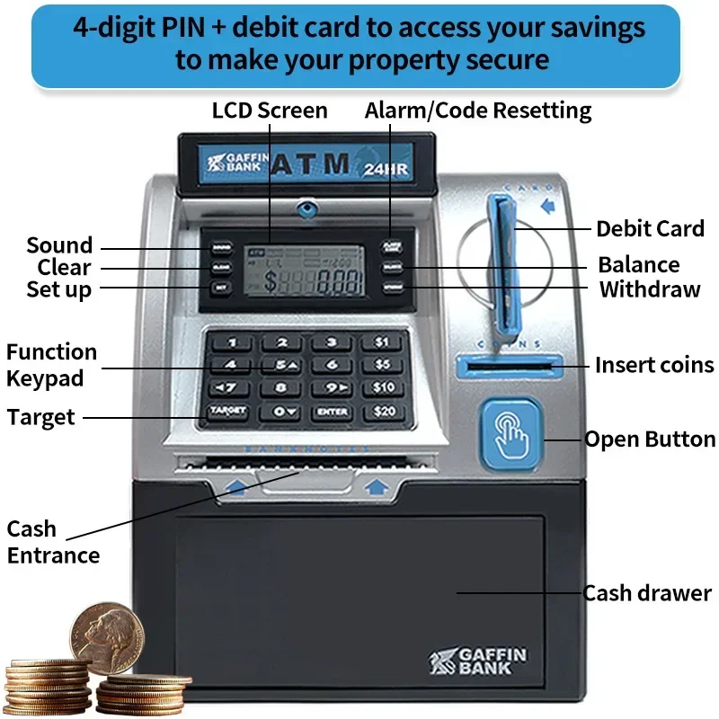 子供 ATM 自動預金窓口機おもちゃスマートパスワードスワイ - Audio Music Maker のレビューと価格